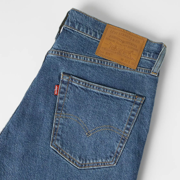 Levi's 511 Slim Men's Blue Denim Jeans in Laugh It Off - Flat back pocket