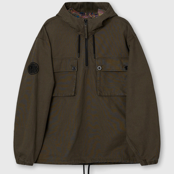 Pretty Green Hatton Overhead Smock Jacket in Khaki - Flat Lay
