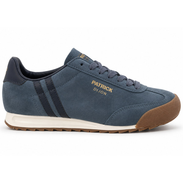 Patrick Dijon Runner Suede Trainers in Blue and Navy - Side View