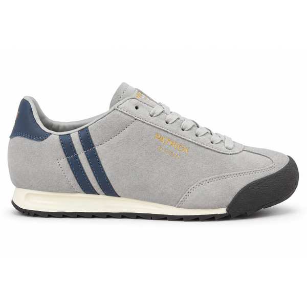Patrick Dijon Runner Trainers in Light Grey Suede - Side View