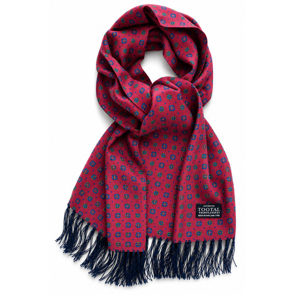 Tootal Ditsy Polka Dot Fringed Rayon Scarf in Red - Main View