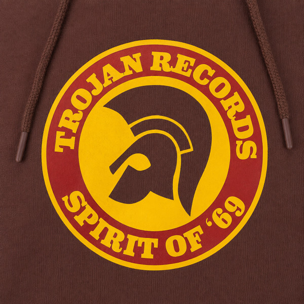 Trojan Retro Spirit of 69 Logo Hoodie in Chocolate - Logo Detail
