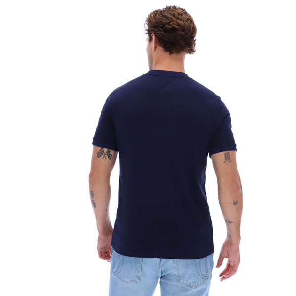 Back of Sergio Tacchini Supermac John McEnroe T-shirt in Maritime Blue/Blue
