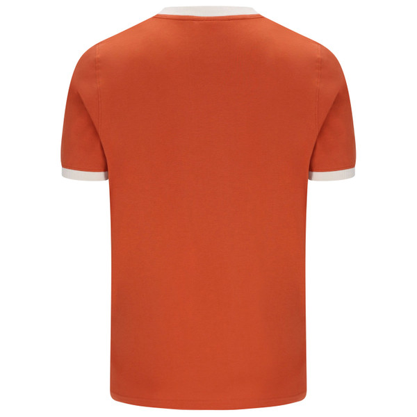 Back of Fila Vintage Marconi Retro 70s Ringer T-Shirt in Burnt Ochre