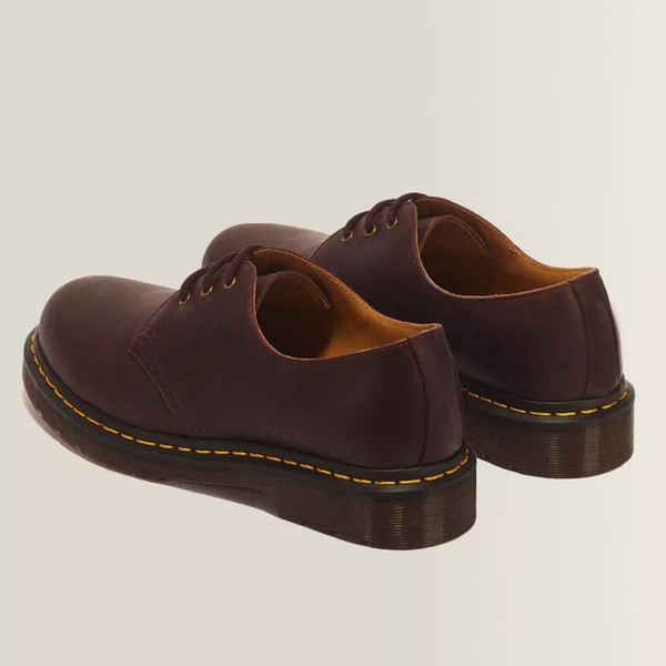 Dr. Martens 1461 3-Eye Crazy Horse Leather Lace Up Oxford Shoes in Cherry Red - Pair of shoes from behind