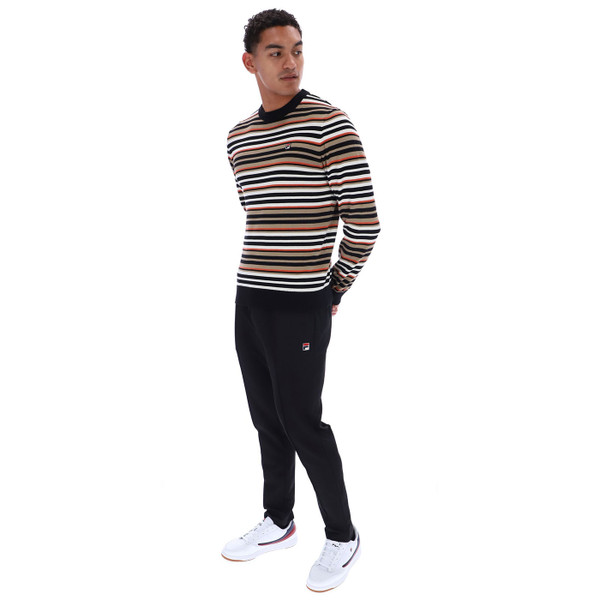 Full length view of Fila Vintage Elias Retro Multi Striped Knitted Jumper