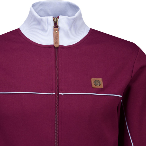 Trojan Mens Retro Piped Funnel Neck Zip Track Jacket in Port Red