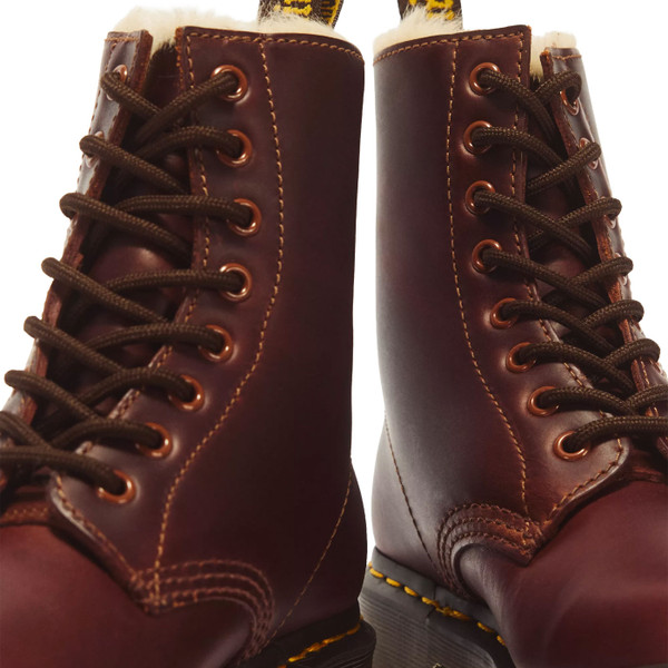 Faux fur lining on Dr Martens Womens 1460 Serena Faux Fur Lined Ankle Boots in Butterscotch