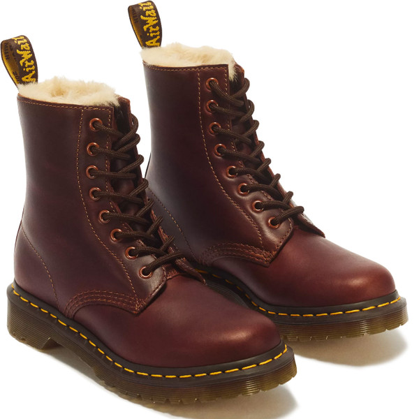 Pair of Dr Martens Womens 1460 Serena Faux Fur Lined Ankle Boots in Butterscotch