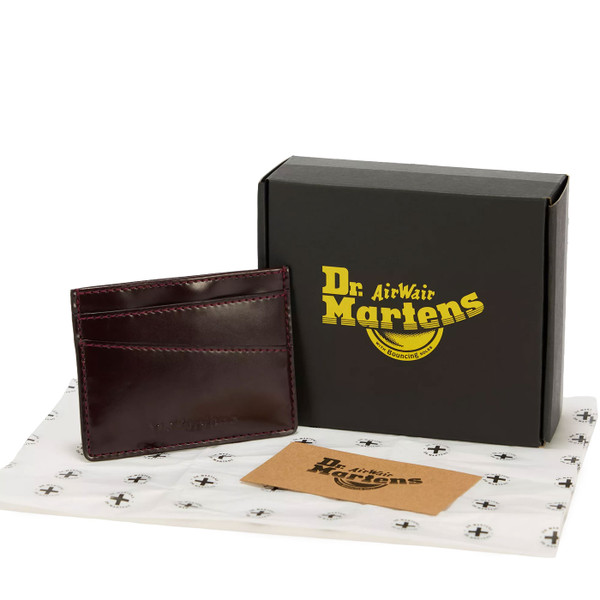 Dr Martens Cardholder II Oxford Rub Off Leather Wallet in Cherry Red with gift box
