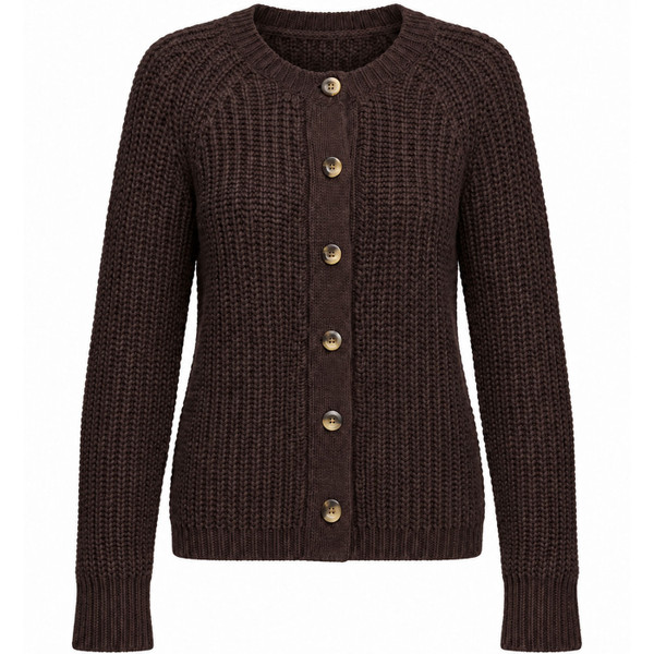 Lee Women’s Chunky Knitted Cardigan in Chocolate Torte
