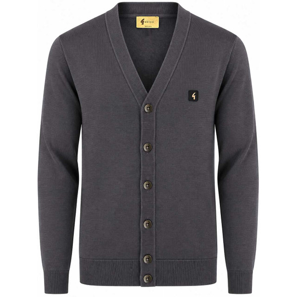 Front of the Gabicci Vintage Macklin V-neck Cardigan in Charcoal