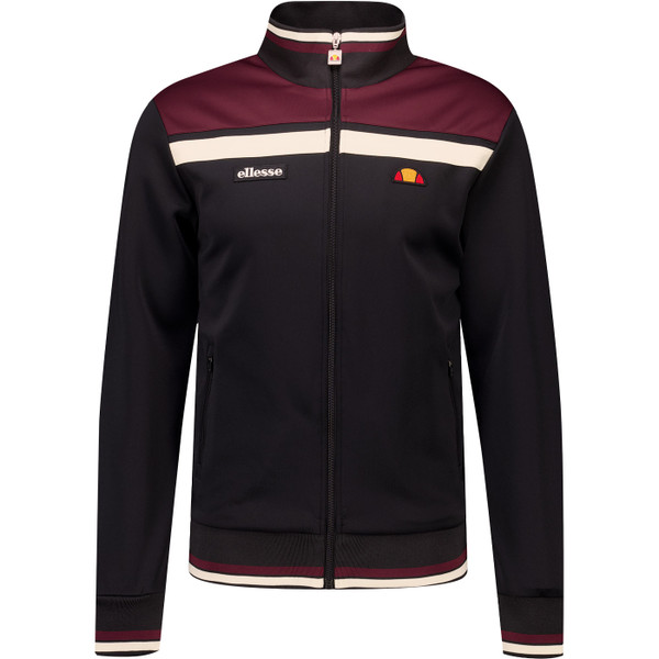 Ellesse Mens Vignola Funnel Neck Zip Track Jacket in Black and Burgundy
