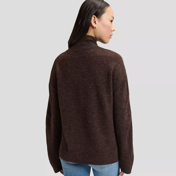 Back of Lee Jeans Women’s Relaxed High Neck Flecked Knitted Jumper in Chocolate Torte