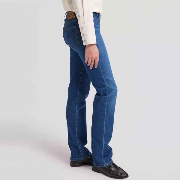 Side of Lee Women's London Regular Straight Leg Denim Jeans in Azure Wave Blue