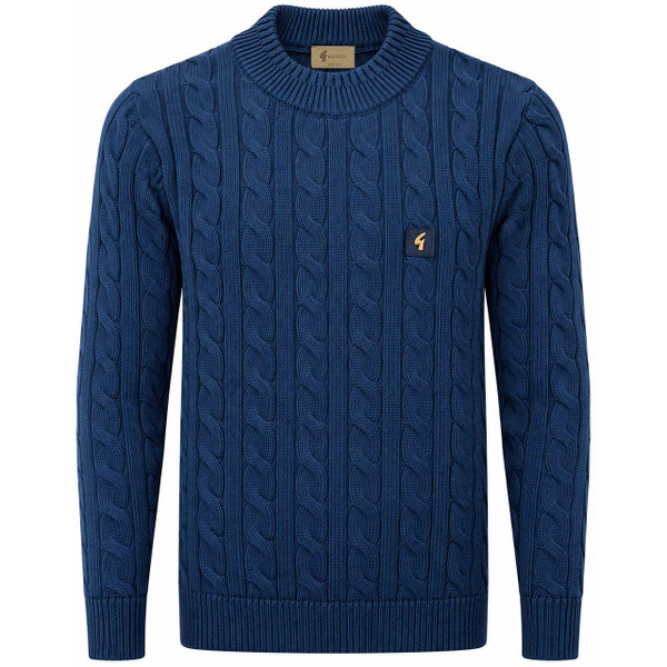Gabicci Vintage Temor Cable Knit Jumper in Navy - Front View