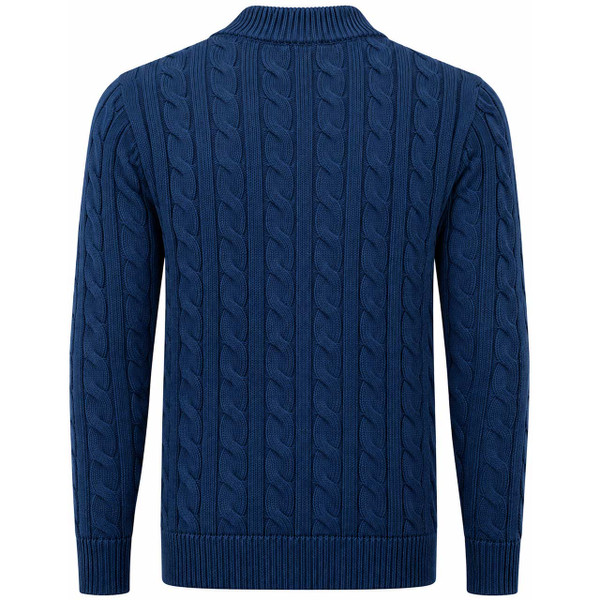 Gabicci Vintage Temor Cable Knit Jumper in Navy - Back View