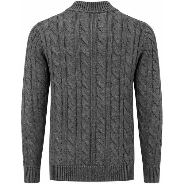 Gabicci Vintage Temor Cable Knit Jumper in Charcoal - Back View