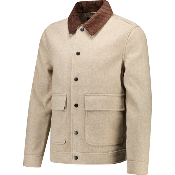 French Connection Mens Corduroy Collar Popper Button Front Jacket in Ecru Melange