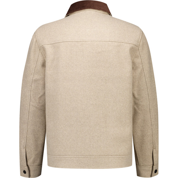 French Connection Mens Corduroy Collar Popper Button Front Jacket in Ecru Melange