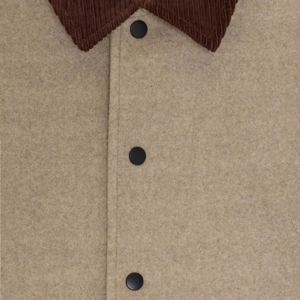Cord collar and poppers on French Connection Taupe Corduroy Collar Jacket in Ecru/Taupe Melange
