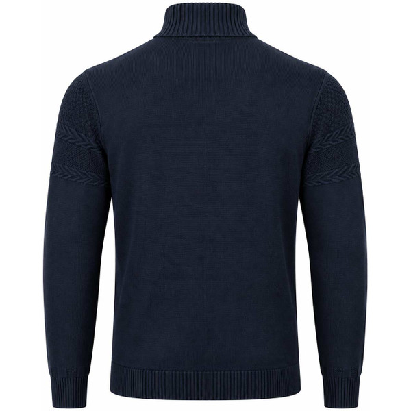 Gabicci Vintage Emilio Retro Textured Knit Roll Neck Jumper in Navy - Back View