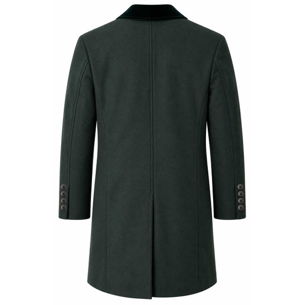 Gabicci Vintage Winston Velvet Collar Dress Coat in Forest - Back View
