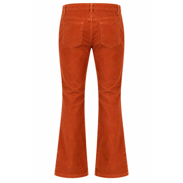 Madcap England Killer Retro 70s Needle Cord Flared Trousers Cinnamon Stick - Back View