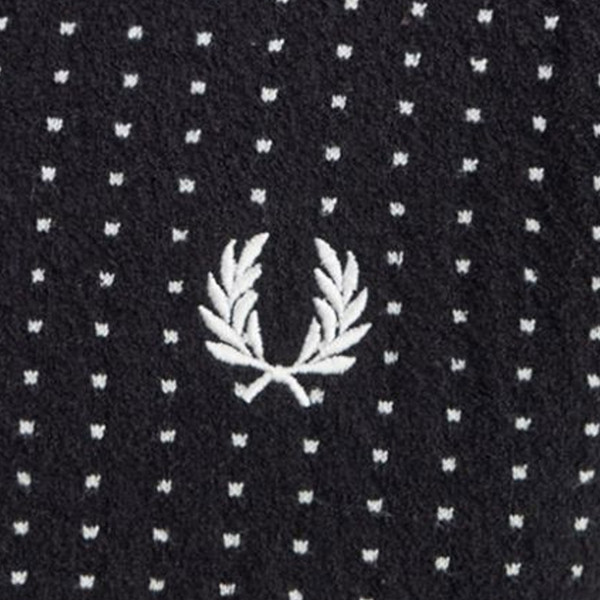 Fabric boucle and dot on Fred Perry Men's Monochrome Boucle Dot Knitted Polo in Black