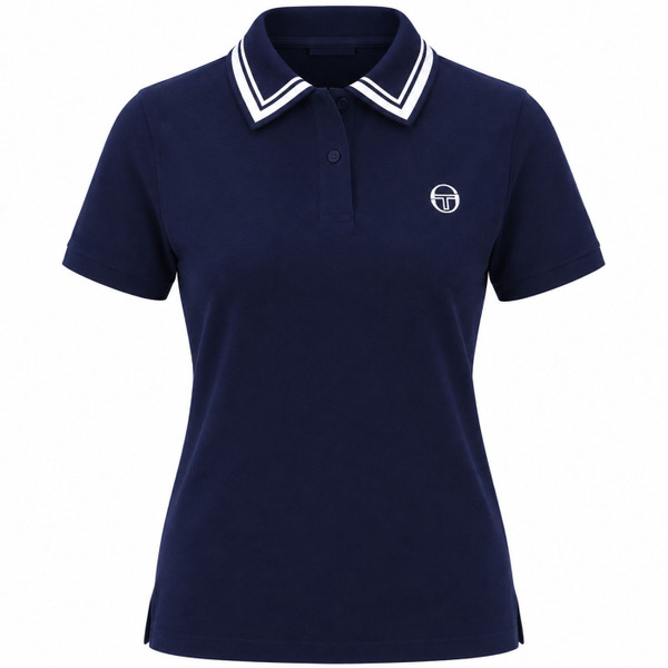 Sergio Tacchini Women's Miss Milana Tipped Polo Shirt in Maritime Blue