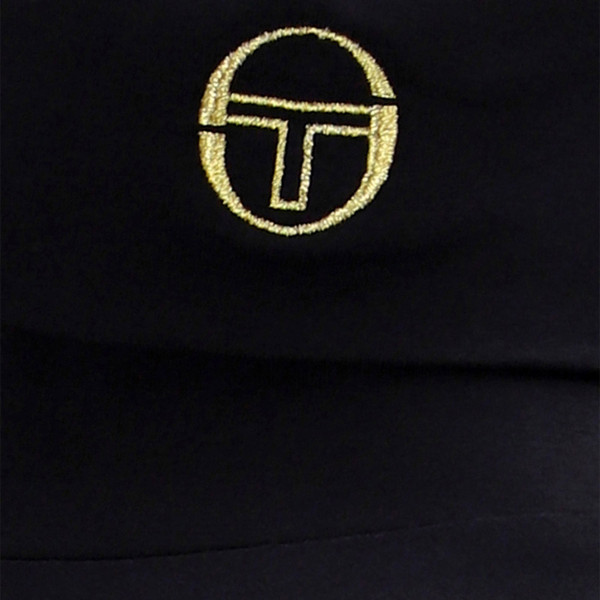 Gold Sergio Tacchini monogram on collar of Sergio Tacchini Edward Long Sleeve Roll Neck Jersey Top in Black