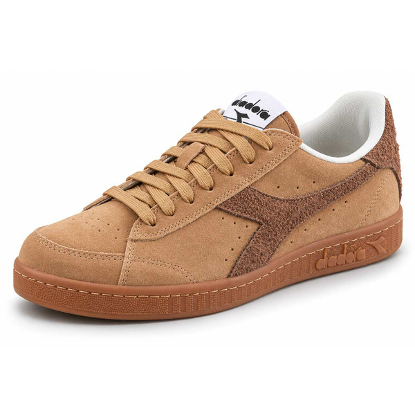 Diadora Game Low Suede Retro Trainers in Brown Affogat - Angled Front View