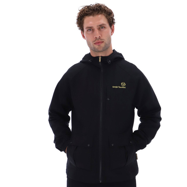Man wearing Sergio Tacchini Mancini Cotton Twill Hooded Jacket in Black
