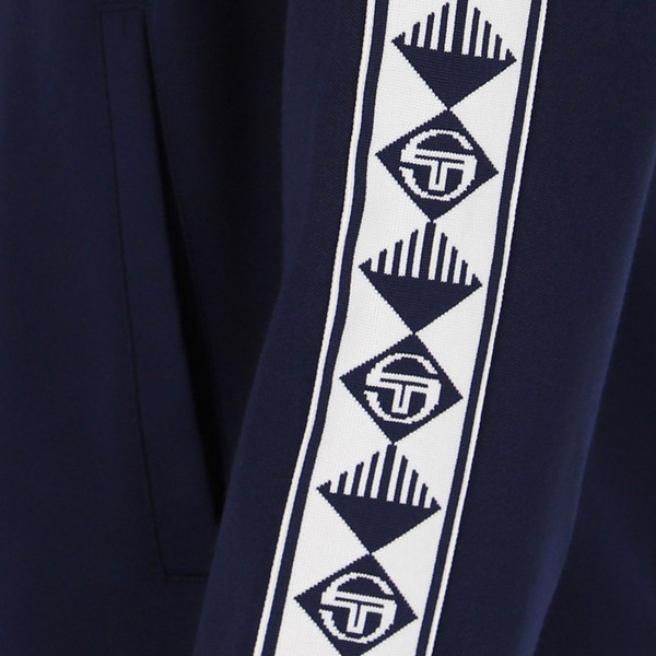 Taping detail on Sergio Tacchini Sarto Taped Track Top in Maritime Blue