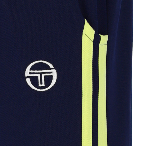 Side stripes on Sergio Tacchini Mens Damarindo Track Pants in Maritime Blue/Celery Green