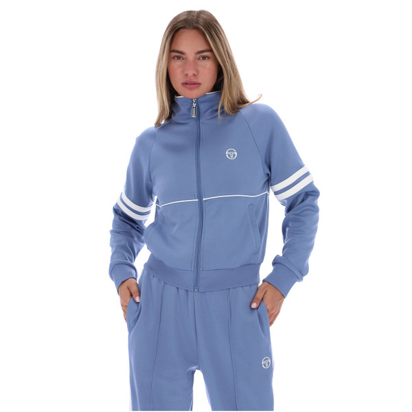 Woman wearing Sergio Tacchini Women's Miss Star Track Top in Country Blue