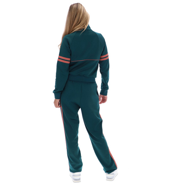 Back of Sergio Tacchini Miss Star Track Top in Deep Teal Green with matching pants