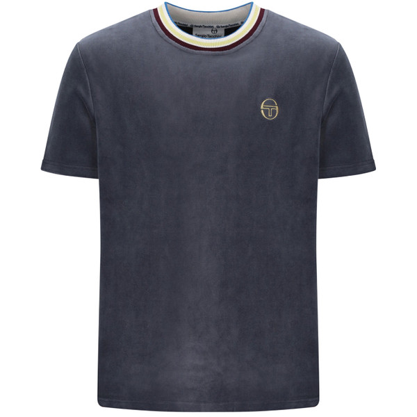 Sergio Tacchini Fino Men's Velour T-Shirt in Turbulence Grey