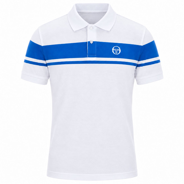 Sergio Tacchini Young Line Polo in White/Princess Blue