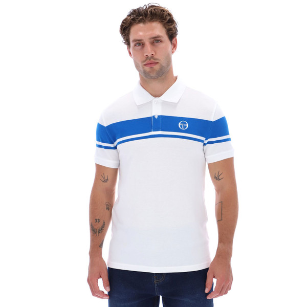 Man wearing Sergio Tacchini Young Line Polo in White/Princess Blue