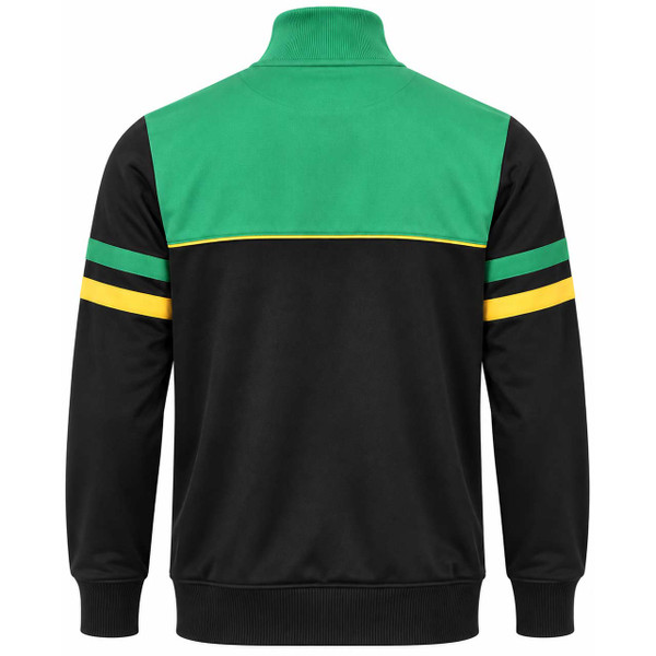 Trojan Men's Retro Colour Block Track Jacket in Black and Green - Back View