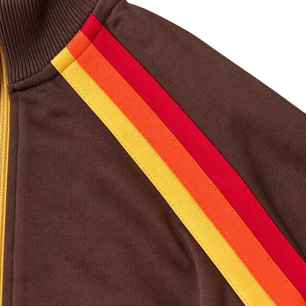Trojan Raglan Stripe Sleeve Retro Track Jacket in Chocolate - Sleeve Stripe