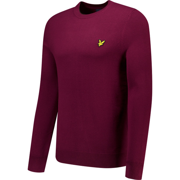 Lyle & Scott Mens Crew Neck Fine Knit Jumper in Claret Jug Red