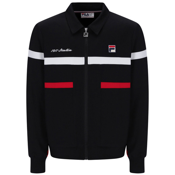 Fila Vintage Alex Cut and Sew Italia 1911 Track Jacket in Black