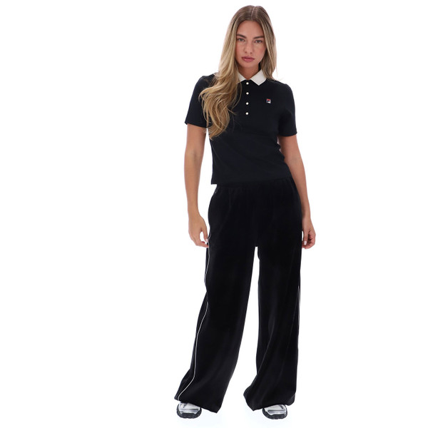 Woman wearing Fila Vintage Womens Callie Fitted Polo Shirt in Black