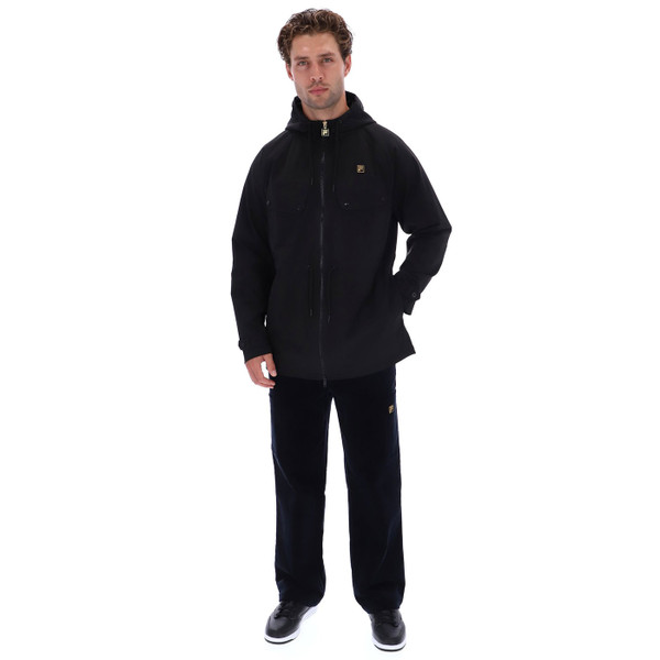 Full length view of Fila Gold Fabroni Men's Hooded Parka Jacket in Black
