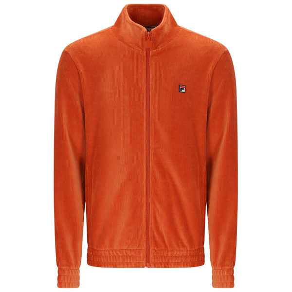 Fila Vintage Walter Corduroy Funnel Neck Track Jacket in Burnt Ochre