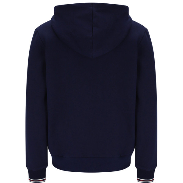 Back of Fila Vintage Men's Tenconi Zip Fasten Hoodie in Navy