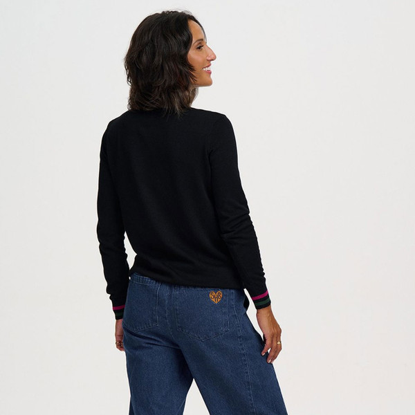 Back of Sugarhill Brighton Rita Folkloric Duck Jumper in Black