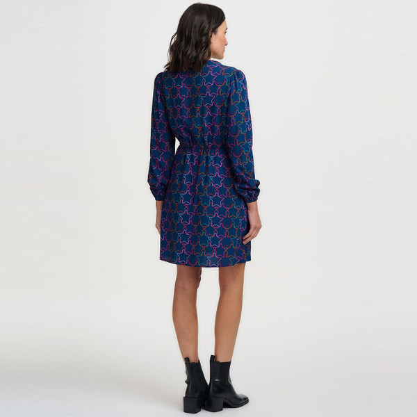 Back of Sugarhill Brighton Flora Rainbow Stars Mini Party Dress in Teal